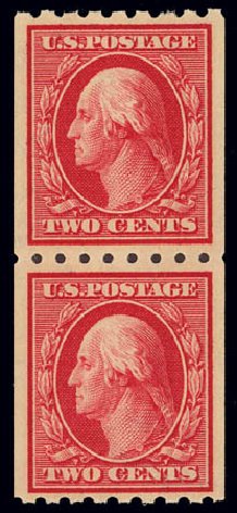 US Stamp Value Scott Cat. 391: 1910 2c Washington Coil. Daniel Kelleher Auctions, Feb 2013, Sale 634, Lot 252