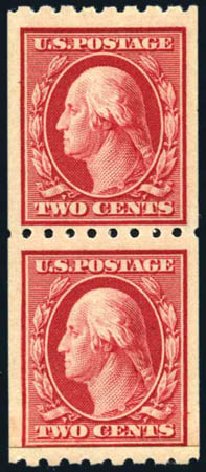 Values of US Stamps Scott Cat. 391 - 1910 2c Washington Coil. Harmer-Schau Auction Galleries, Oct 2010, Sale 87, Lot 286