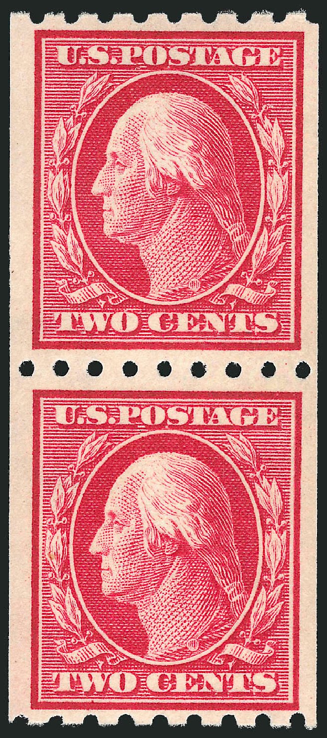 Values of US Stamps Scott Catalogue #391: 1910 2c Washington Coil. Robert Siegel Auction Galleries, Jun 2009, Sale 975, Lot 1776