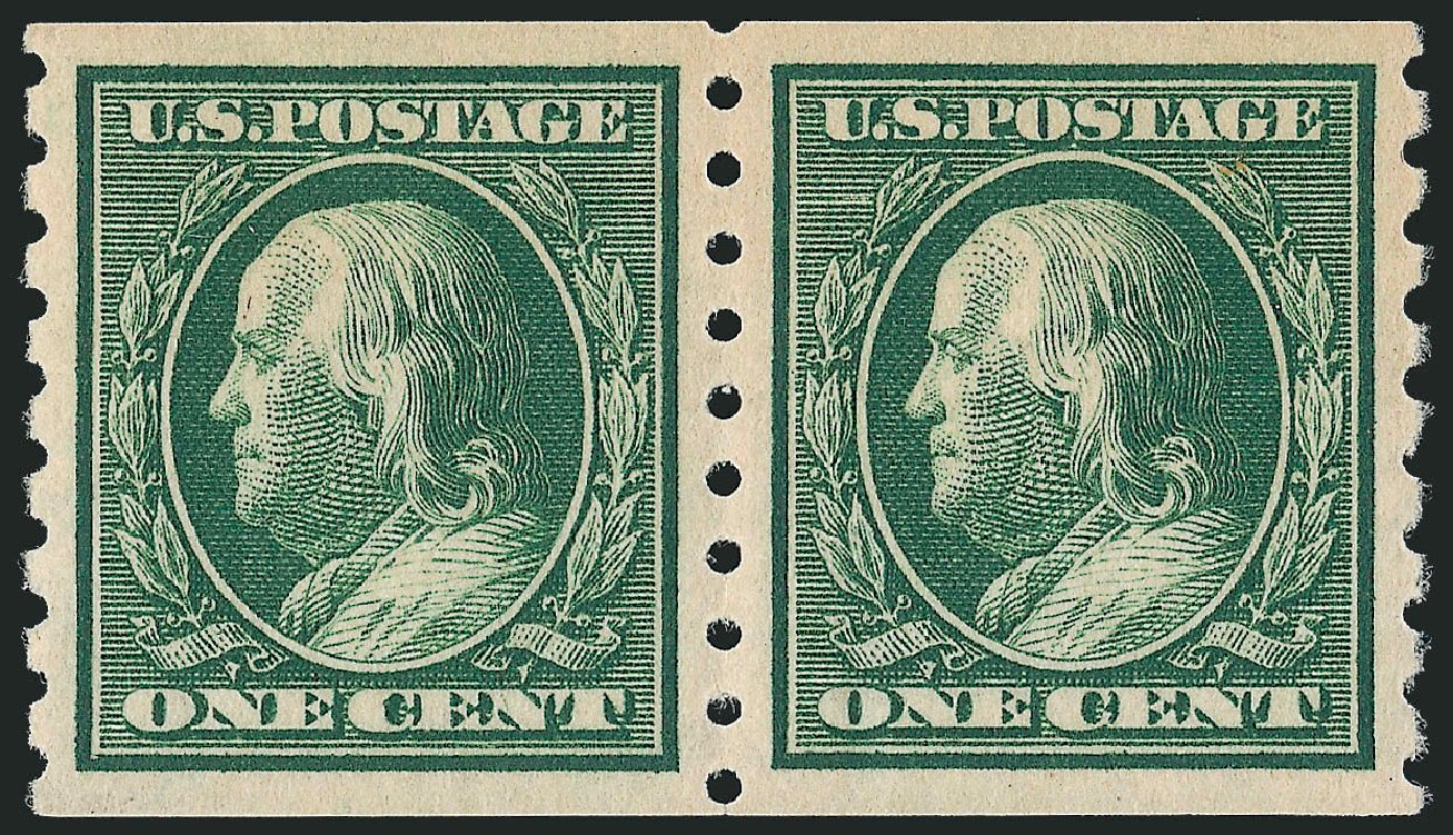Price of US Stamp Scott # 392 - 1c 1910 Franklin Coil. Robert Siegel Auction Galleries, Oct 2011, Sale 1013, Lot 397