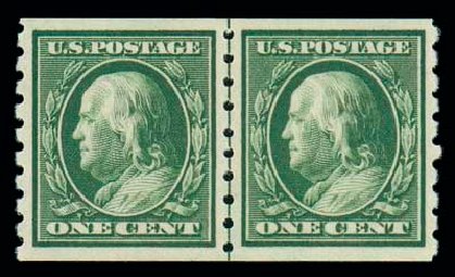 US Stamps Value Scott Catalog 392: 1910 1c Franklin Coil. Matthew Bennett International, Oct 2007, Sale 322, Lot 2191