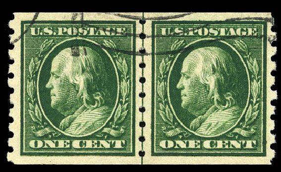 US Stamp Values Scott Catalogue #392 - 1910 1c Franklin Coil. Matthew Bennett International, Sep 2011, Sale 338, Lot 1931