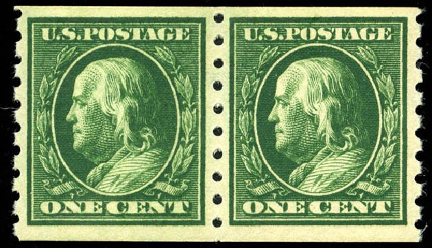 US Stamps Prices Scott Catalogue # 392 - 1910 1c Franklin Coil. Matthew Bennett International, Jun 2008, Sale 328, Lot 914