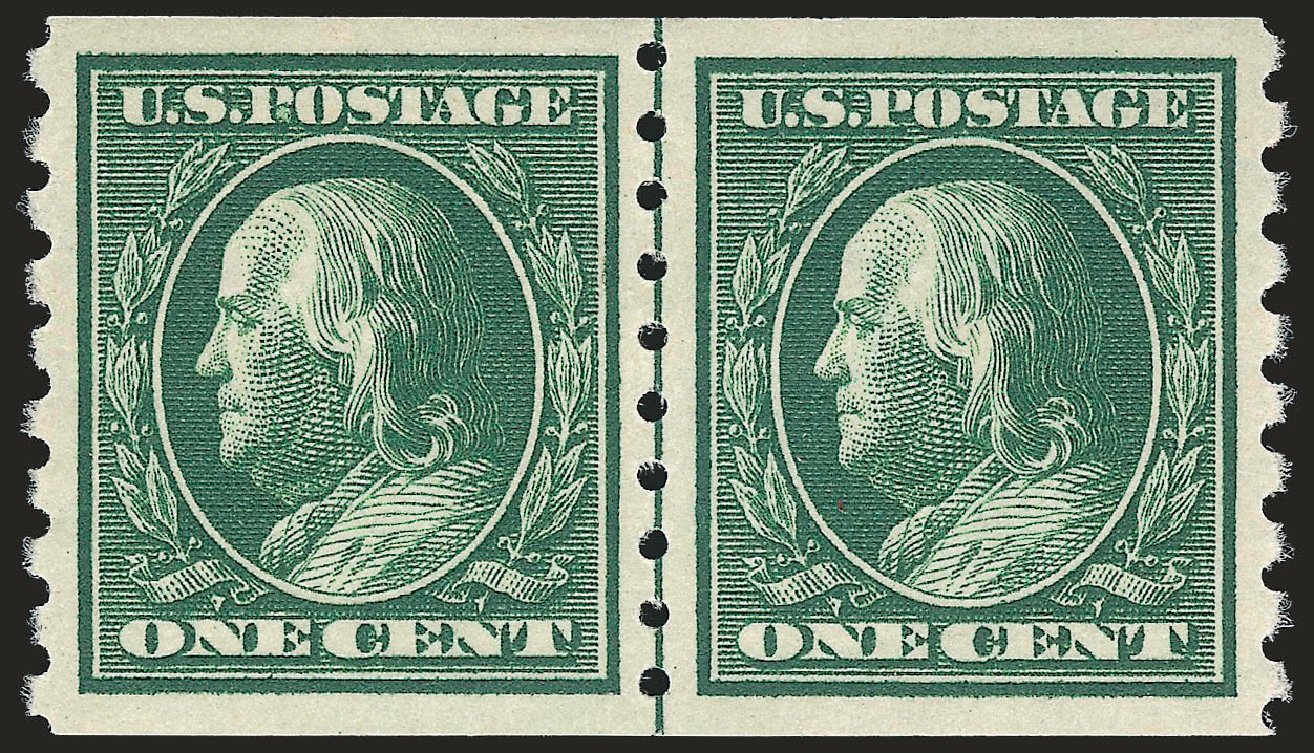 Value of US Stamp Scott 392: 1910 1c Franklin Coil. Robert Siegel Auction Galleries, Apr 2009, Sale 972, Lot 3314