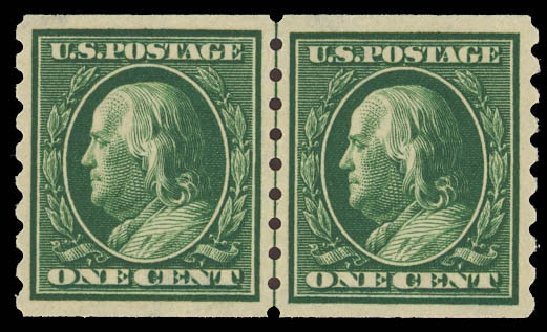Prices of US Stamps Scott Cat. # 392: 1c 1910 Franklin Coil. Daniel Kelleher Auctions, Aug 2012, Sale 631, Lot 1166