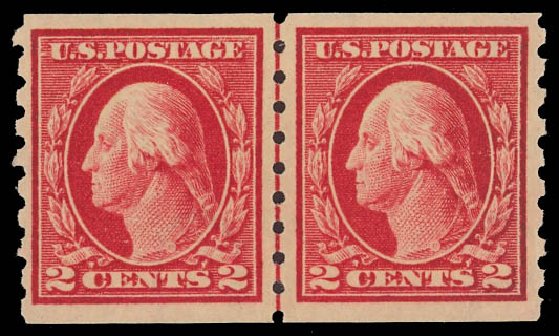 Values of US Stamps Scott #393 - 2c 1910 Washington Coil. Daniel Kelleher Auctions, Jan 2012, Sale 628, Lot 469