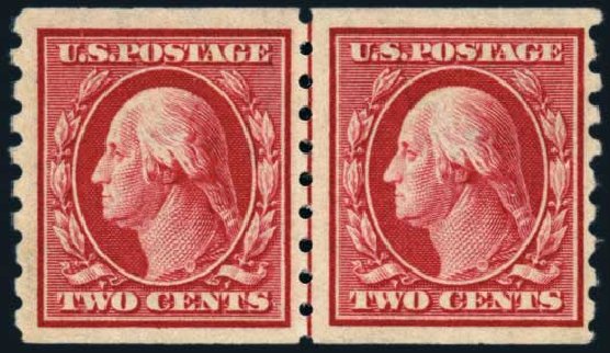 Values of US Stamp Scott Catalogue 393: 2c 1910 Washington Coil. Harmer-Schau Auction Galleries, Nov 2014, Sale 103, Lot 130