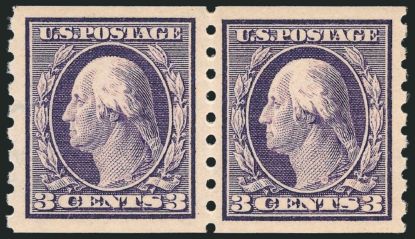US Stamp Values Scott #394: 1911 3c Washington Coil. Robert Siegel Auction Galleries, Oct 2011, Sale 1014, Lot 1847
