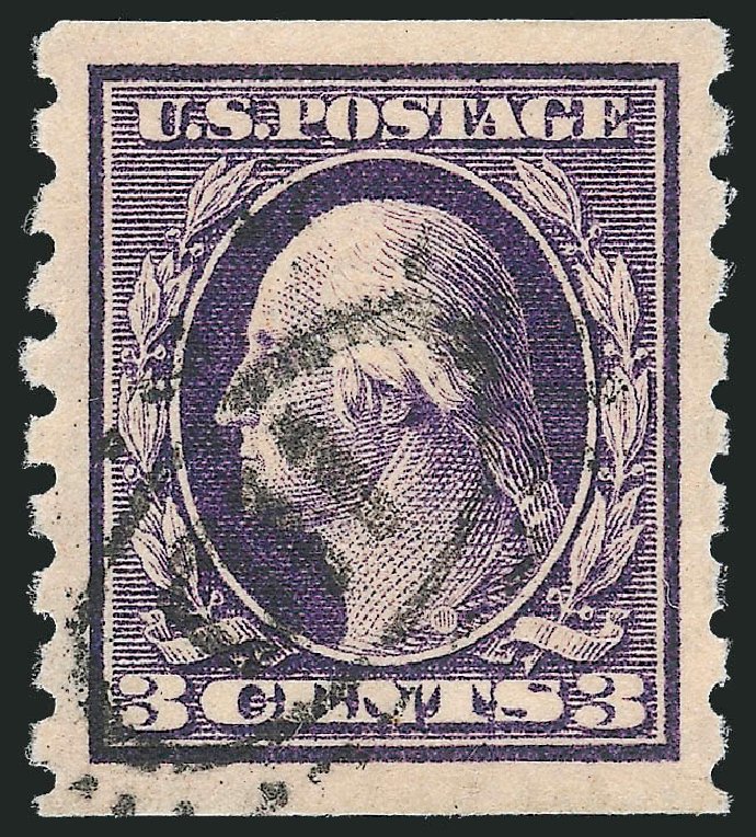 US Stamps Values Scott Catalog #394 - 3c 1911 Washington Coil. Robert Siegel Auction Galleries, Oct 2012, Sale 1032, Lot 3497