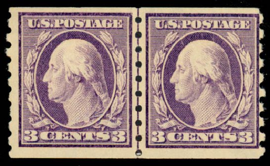 US Stamp Value Scott Cat. # 394 - 1911 3c Washington Coil. Daniel Kelleher Auctions, Sep 2013, Sale 639, Lot 438