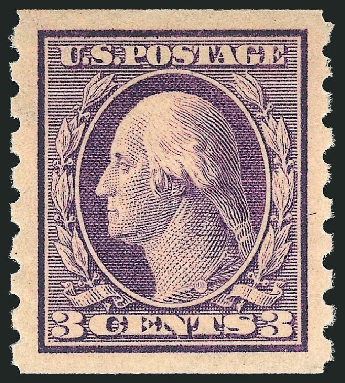 Value of US Stamp Scott Catalog # 394 - 3c 1911 Washington Coil. Robert Siegel Auction Galleries, Feb 2015, Sale 1092, Lot 1298