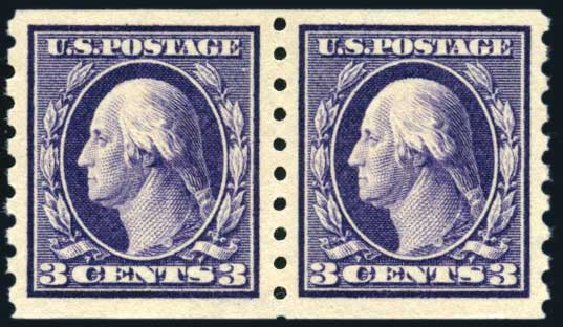 Values of US Stamp Scott #394 - 1911 3c Washington Coil. Harmer-Schau Auction Galleries, Jun 2008, Sale 78, Lot 1550