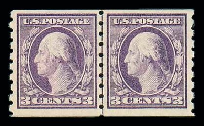 Cost of US Stamps Scott Catalogue 394: 1911 3c Washington Coil. Matthew Bennett International, Dec 2007, Sale 325, Lot 2024