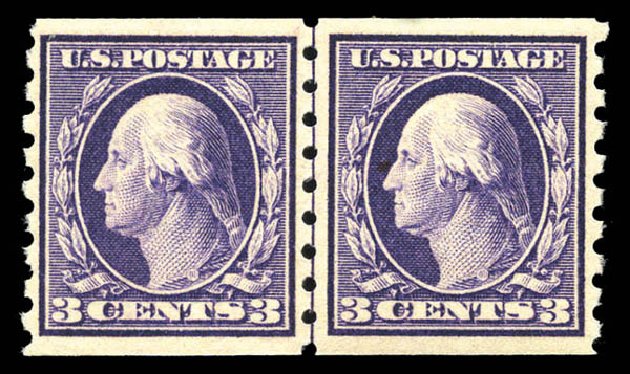 US Stamps Values Scott Catalogue #394 - 1911 3c Washington Coil. Matthew Bennett International, Mar 2011, Sale 336, Lot 1285