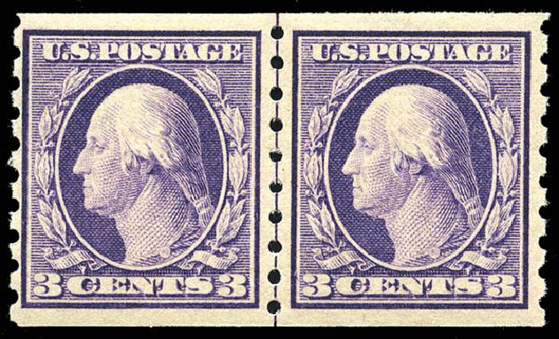 US Stamp Values Scott #394 - 3c 1911 Washington Coil. Matthew Bennett International, May 2014, Sale 350, Lot 545