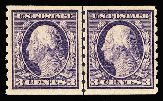 Values of US Stamps Scott #394 - 1911 3c Washington Coil. Cherrystone Auctions, Nov 2008, Sale 200811, Lot 1115
