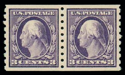 Cost of US Stamps Scott Catalog 394 - 3c 1911 Washington Coil. Matthew Bennett International, Oct 2007, Sale 322, Lot 2192