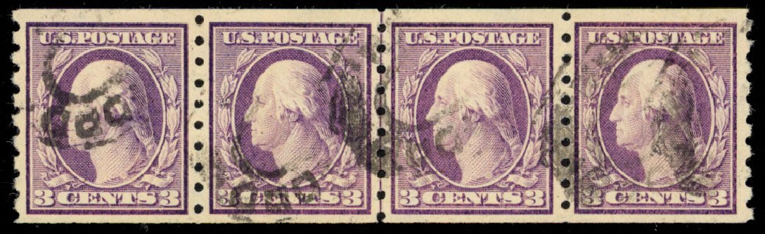 US Stamps Value Scott Cat. 394: 1911 3c Washington Coil. Daniel Kelleher Auctions, Dec 2013, Sale 640, Lot 352