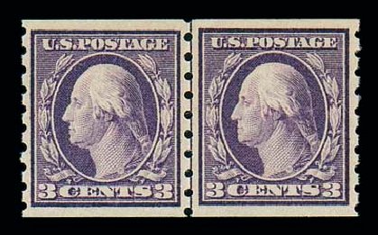 Prices of US Stamps Scott Catalog 394: 3c 1911 Washington Coil. Matthew Bennett International, Jun 2007, Sale 319, Lot 1413