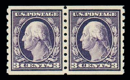 US Stamp Values Scott 394 - 3c 1911 Washington Coil. Matthew Bennett International, Dec 2007, Sale 325, Lot 2023