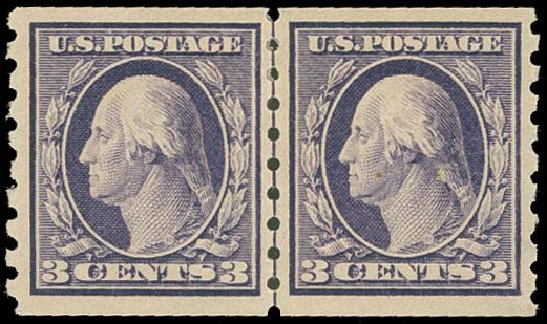 Values of US Stamp Scott 394 - 1911 3c Washington Coil. H.R. Harmer, Oct 2014, Sale 3006, Lot 1343