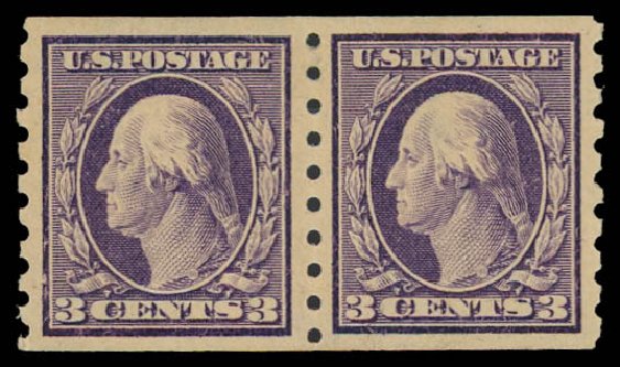 Price of US Stamps Scott Catalogue 394 - 1911 3c Washington Coil. Daniel Kelleher Auctions, Apr 2012, Sale 629, Lot 323