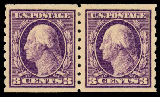 US Stamps Values Scott Cat. #394: 3c 1911 Washington Coil. Daniel Kelleher Auctions, Dec 2014, Sale 661, Lot 323