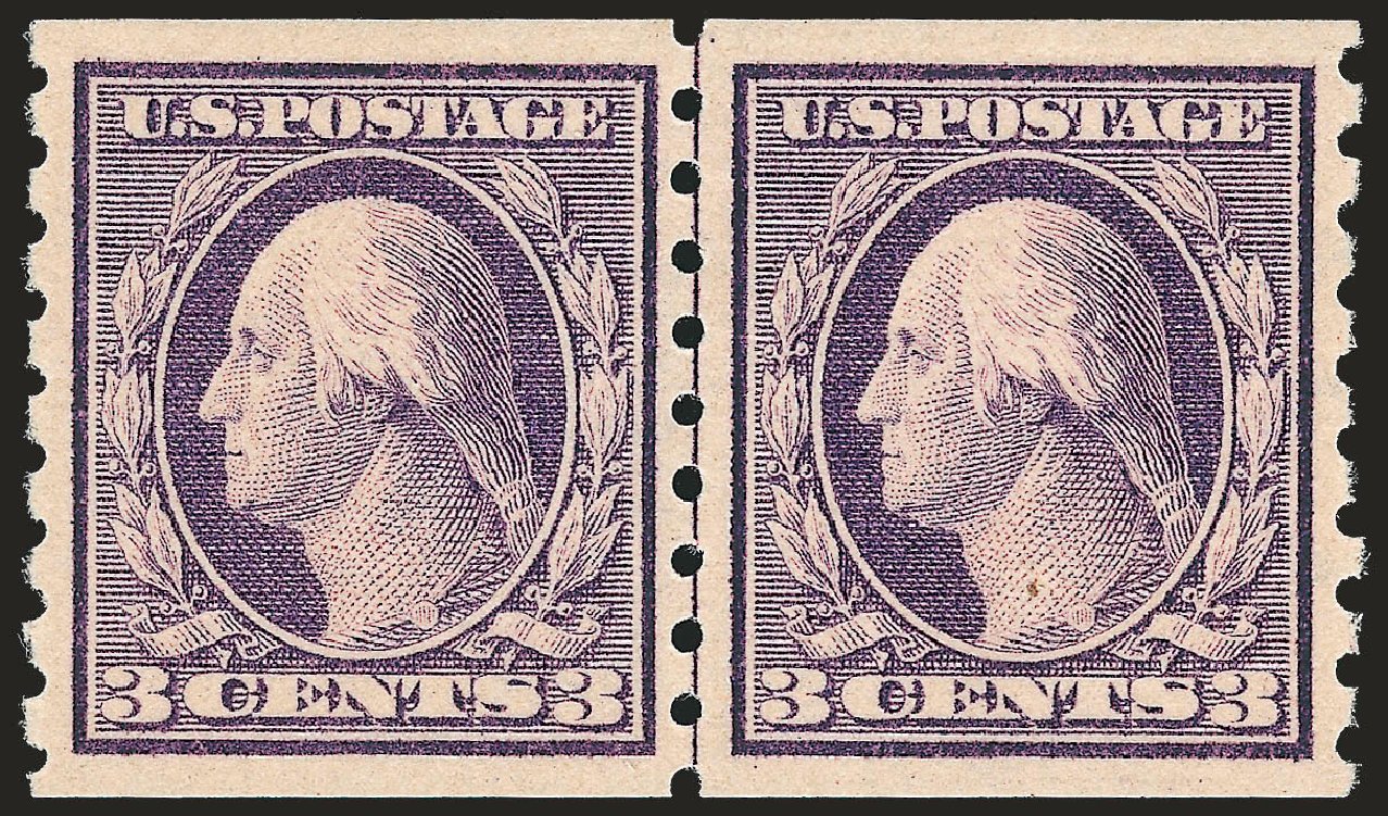 Values of US Stamp Scott Cat. 394: 3c 1911 Washington Coil. Robert Siegel Auction Galleries, Jun 2010, Sale 992, Lot 2453