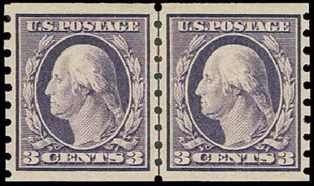 US Stamp Values Scott #394: 1911 3c Washington Coil. H.R. Harmer, Nov 2013, Sale 3004, Lot 1246