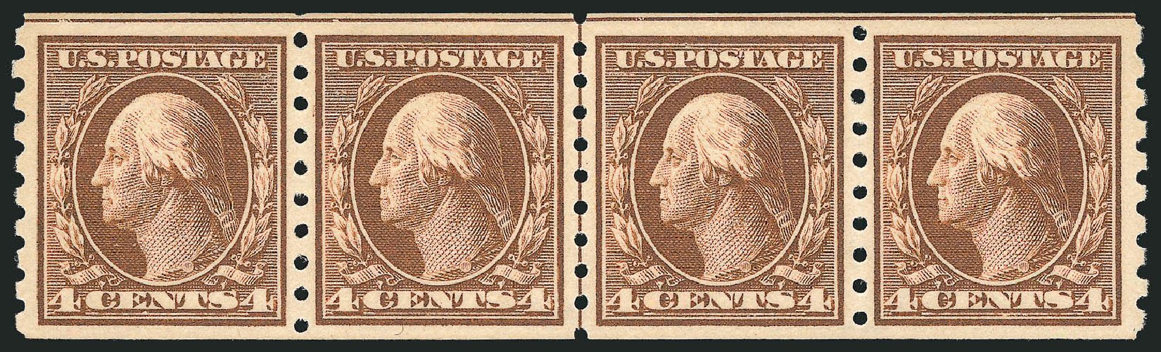 US Stamps Prices Scott Catalogue 395 - 1912 4c Washington Coil. Robert Siegel Auction Galleries, Sep 2009, Sale 968B, Lot 507