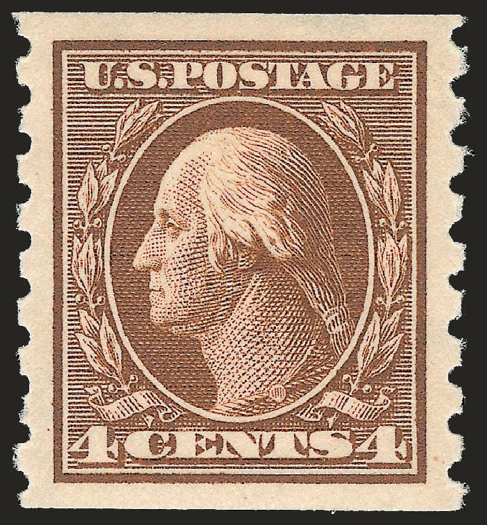 US Stamp Values Scott Catalogue # 395: 1912 4c Washington Coil. Robert Siegel Auction Galleries, Jun 2009, Sale 975, Lot 1787