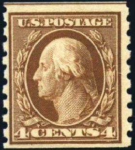 US Stamps Value Scott Cat. #395: 4c 1912 Washington Coil. Harmer-Schau Auction Galleries, Mar 2011, Sale 89, Lot 318