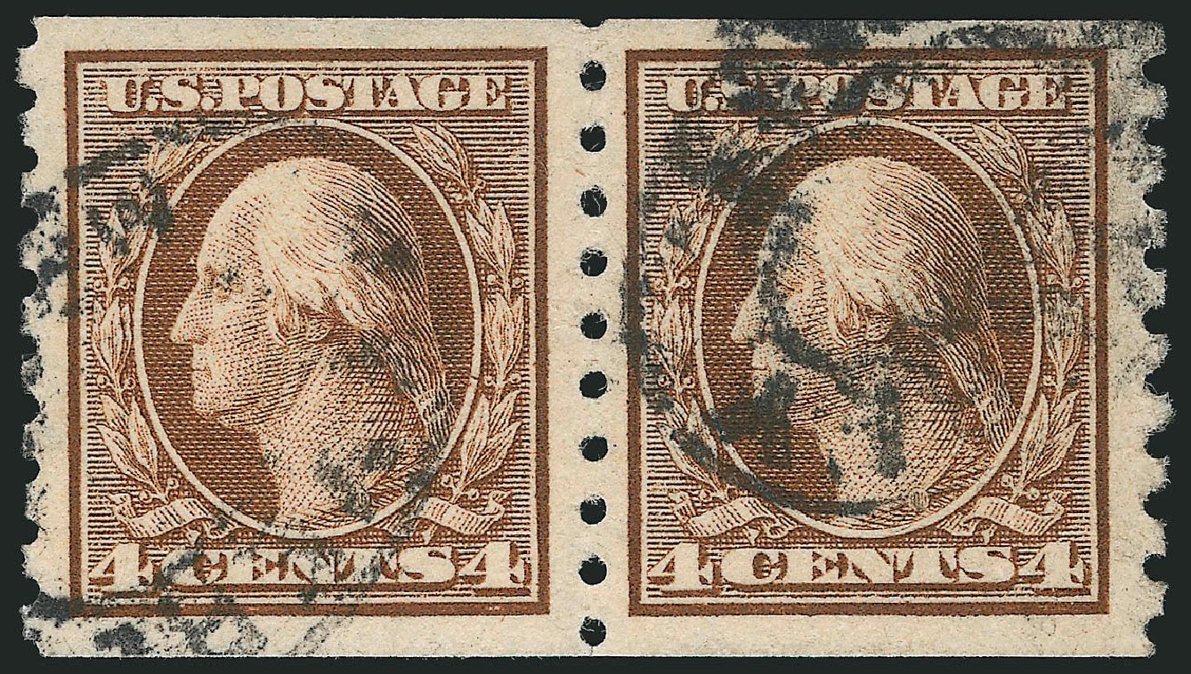US Stamp Values Scott Cat. 395 - 4c 1912 Washington Coil. Robert Siegel Auction Galleries, Sep 2014, Sale 1078, Lot 498