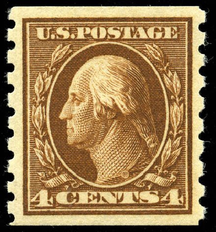 Cost of US Stamps Scott Catalogue # 395 - 1912 4c Washington Coil. Matthew Bennett International, Jun 2008, Sale 328, Lot 919
