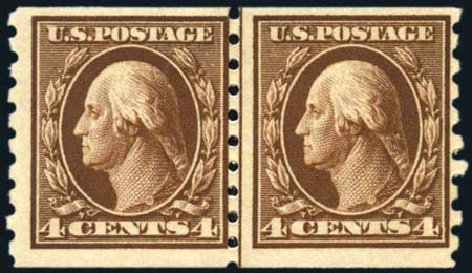 Prices of US Stamps Scott Catalog #395 - 4c 1912 Washington Coil. Harmer-Schau Auction Galleries, Aug 2011, Sale 90, Lot 1509