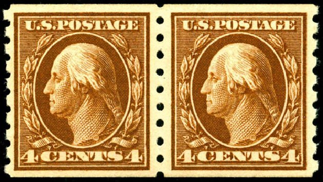 Cost of US Stamp Scott # 395 - 1912 4c Washington Coil. Matthew Bennett International, Jun 2008, Sale 328, Lot 920