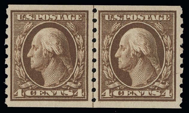Cost of US Stamp Scott Cat. # 395: 4c 1912 Washington Coil. Spink Shreves Galleries, Aug 2013, Sale 144, Lot 230