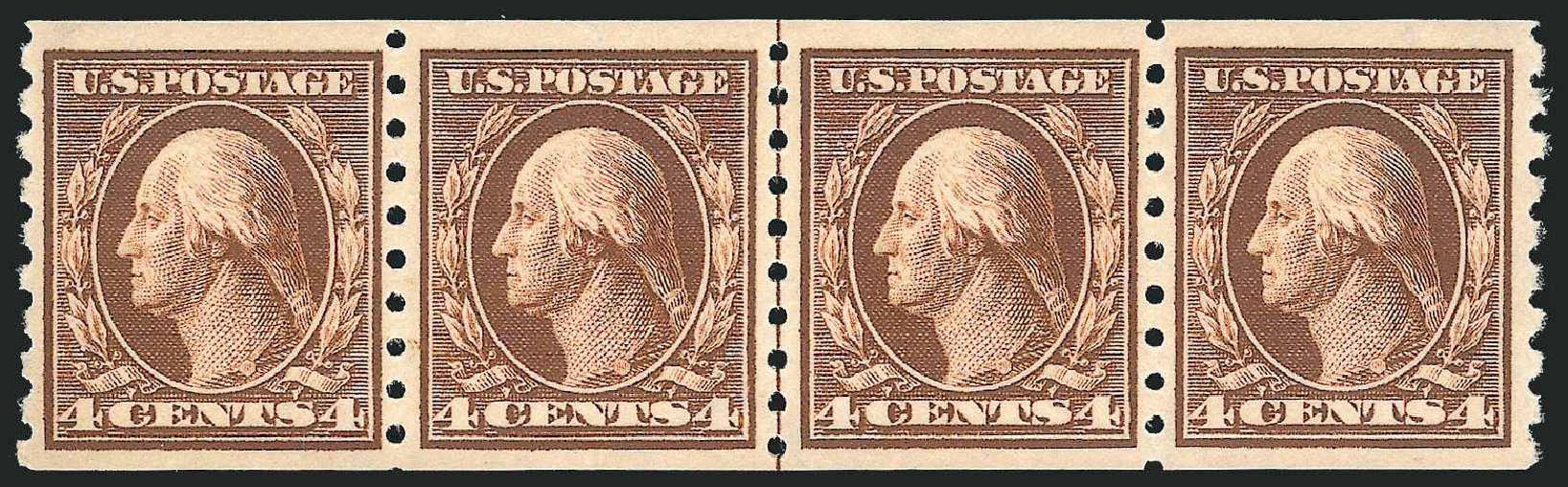 US Stamp Prices Scott Catalog 395: 4c 1912 Washington Coil. Robert Siegel Auction Galleries, Dec 2013, Sale 1062, Lot 581
