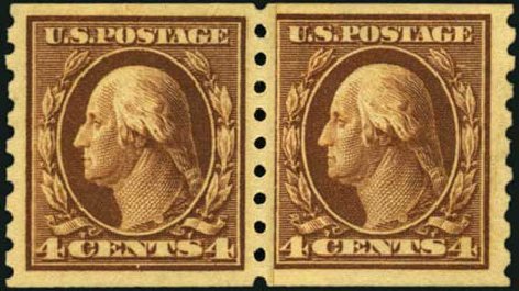 Values of US Stamp Scott Catalog #395: 4c 1912 Washington Coil. Harmer-Schau Auction Galleries, May 2012, Sale 93, Lot 354