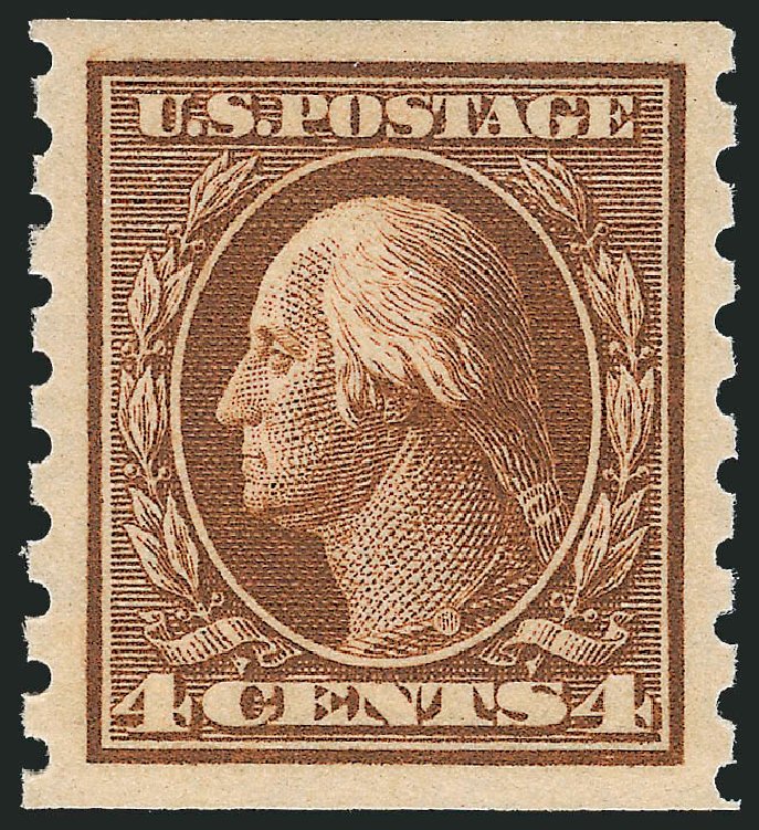 Price of US Stamps Scott Catalogue 395 - 4c 1912 Washington Coil. Robert Siegel Auction Galleries, Jun 2012, Sale 1026, Lot 1404