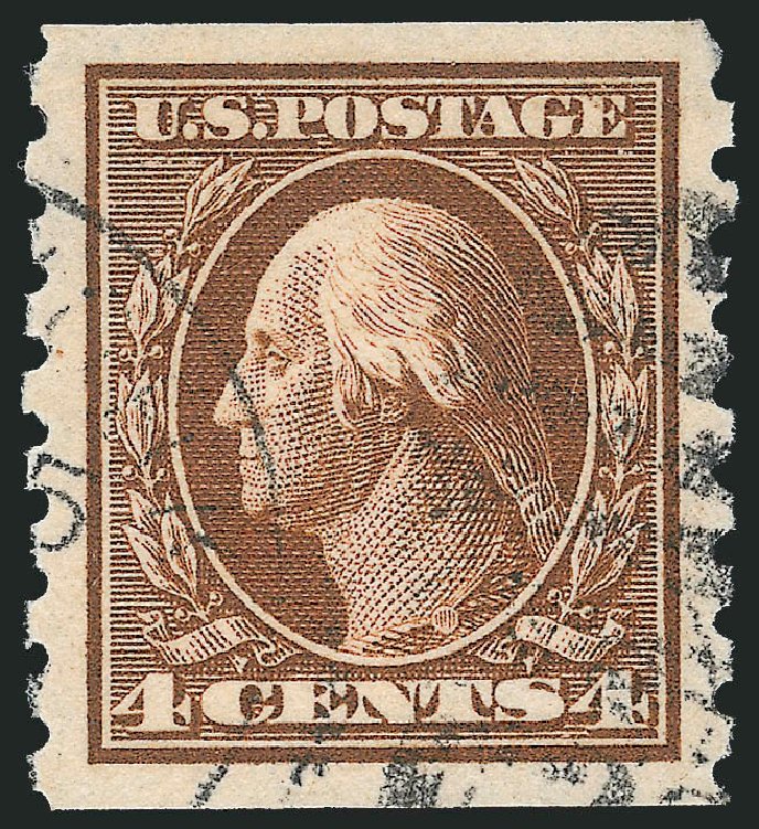 US Stamp Value Scott Cat. # 395: 1912 4c Washington Coil. Robert Siegel Auction Galleries, Mar 2014, Sale 1067, Lot 1474