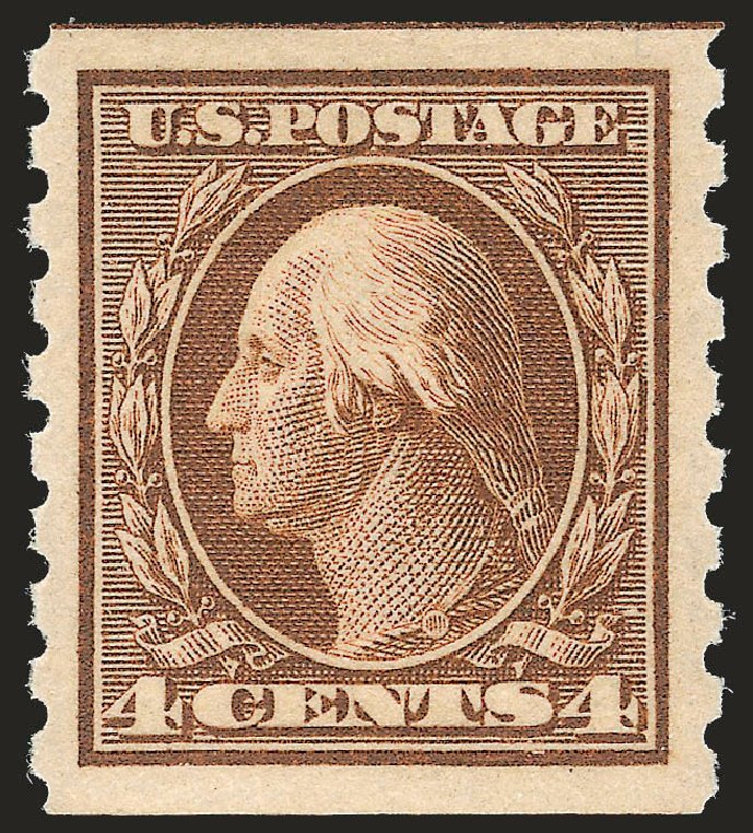Value of US Stamps Scott # 395 - 1912 4c Washington Coil. Robert Siegel Auction Galleries, Apr 2010, Sale 984, Lot 845