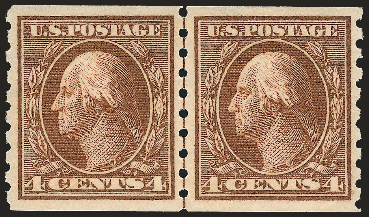US Stamps Prices Scott # 395: 4c 1912 Washington Coil. Robert Siegel Auction Galleries, Jun 2010, Sale 992, Lot 2455