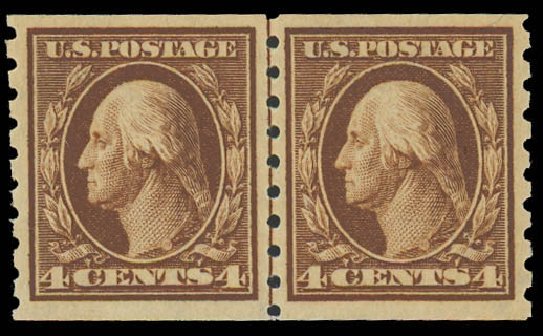 Value of US Stamps Scott 395 - 1912 4c Washington Coil. Daniel Kelleher Auctions, Jun 2012, Sale 630, Lot 1812
