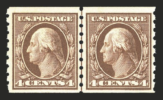 Costs of US Stamps Scott Catalog # 395: 4c 1912 Washington Coil. Spink Shreves Galleries, Mar 2013, Sale 142, Lot 342