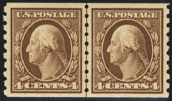 Values of US Stamp Scott Catalog # 395 - 4c 1912 Washington Coil. Cherrystone Auctions, Mar 2008, Sale 200803, Lot 263