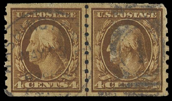US Stamp Prices Scott Catalogue #395 - 1912 4c Washington Coil. Daniel Kelleher Auctions, Jan 2012, Sale 628, Lot 473