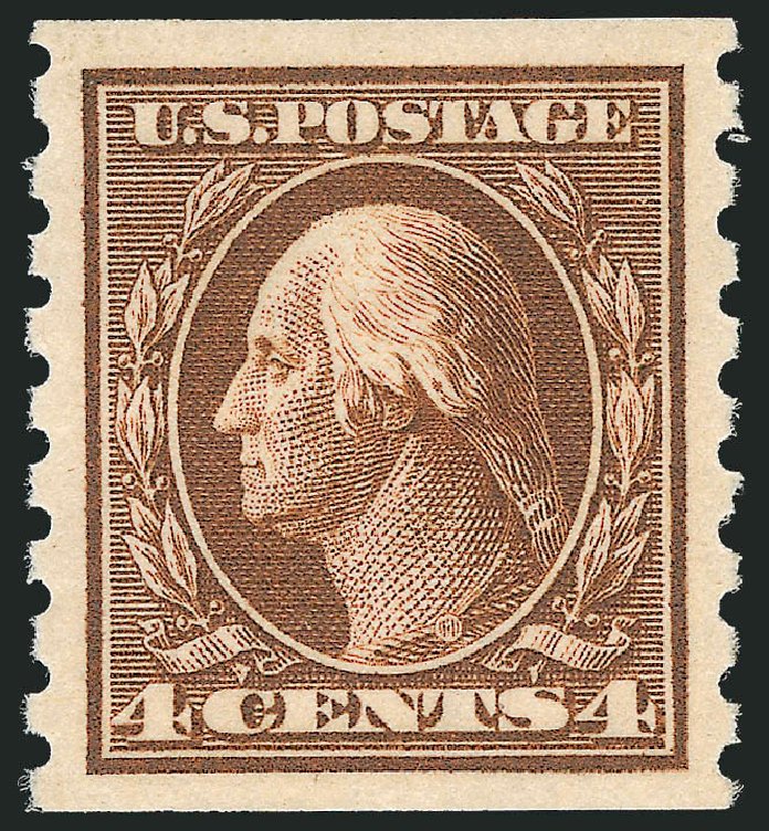 Cost of US Stamps Scott Cat. 395 - 1912 4c Washington Coil. Robert Siegel Auction Galleries, Oct 2012, Sale 1033, Lot 4213