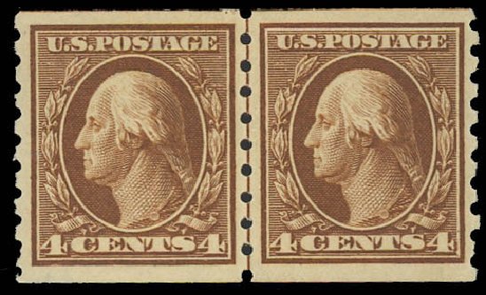 Price of US Stamp Scott Catalogue 395: 1912 4c Washington Coil. Daniel Kelleher Auctions, Oct 2012, Sale 632, Lot 1316