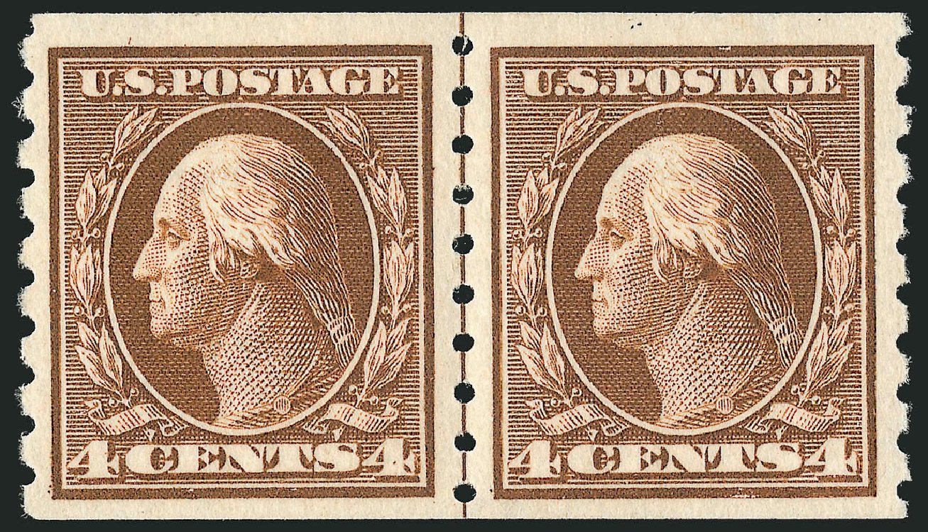 US Stamps Values Scott Catalogue #395: 1912 4c Washington Coil. Robert Siegel Auction Galleries, Nov 2012, Sale 1034, Lot 366